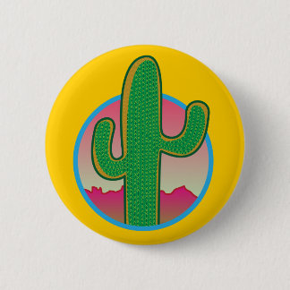 Badge Rond 5 Cm Bouton Coucher du soleil au Saguaro