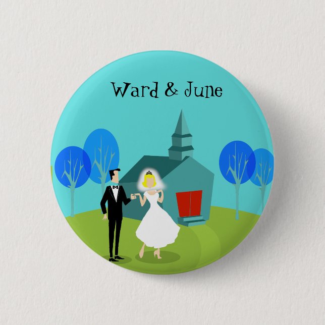 Badge Rond 5 Cm Bouton Couple Mariage rétro personnalisable (Devant)