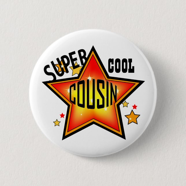 Badge Rond 5 Cm Bouton Cousin Super Cool Star Funny (Devant)