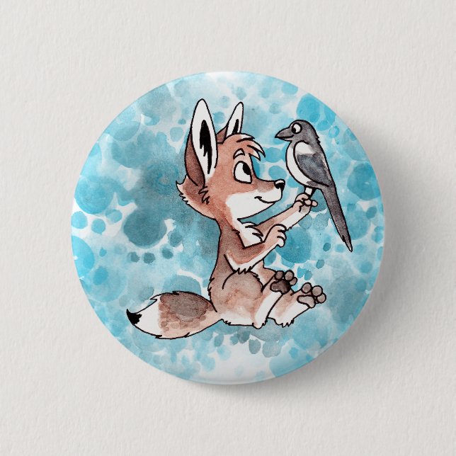 Badge Rond 5 Cm Bouton Coyote et Magpie (Devant)