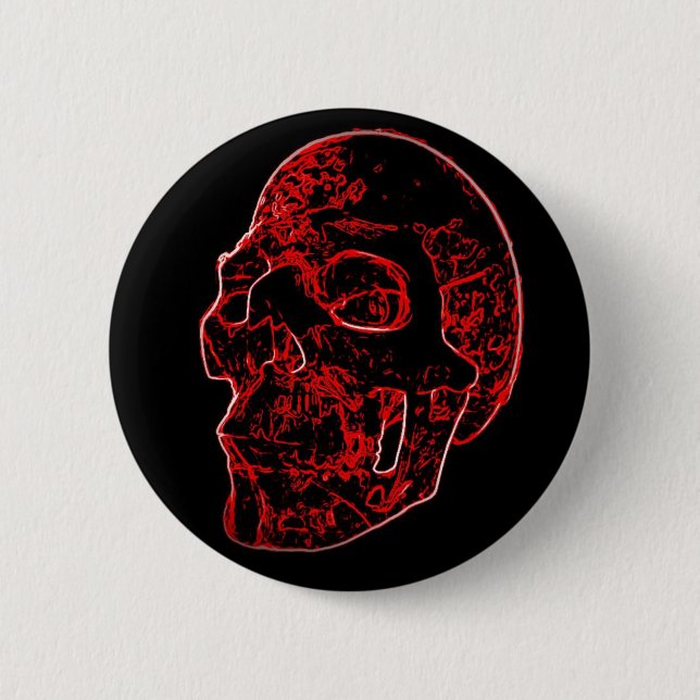 Badge Rond 5 Cm Bouton cramoisi de crâne (Devant)