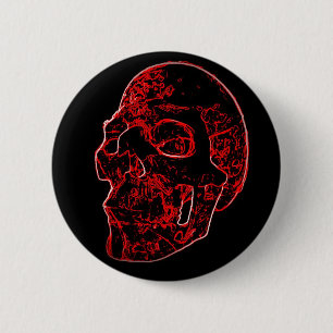 Badge Rond 5 Cm Bouton cramoisi de crâne