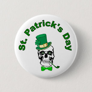 Badge Rond 5 Cm Bouton crâne St. Patrick