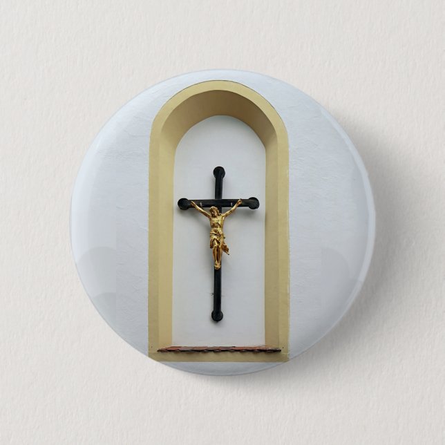 Badge Rond 5 Cm Bouton croisé de Jésus (Devant)