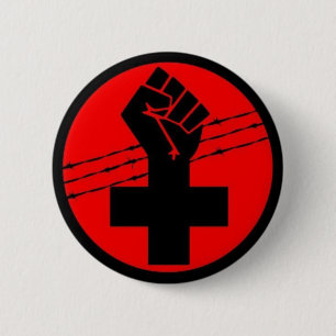 Badge Rond 5 Cm Bouton croisé noir d'anarchiste