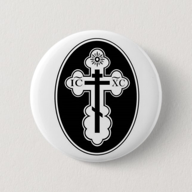 Badge Rond 5 Cm Bouton croisé orthodoxe de St Olga (Devant)