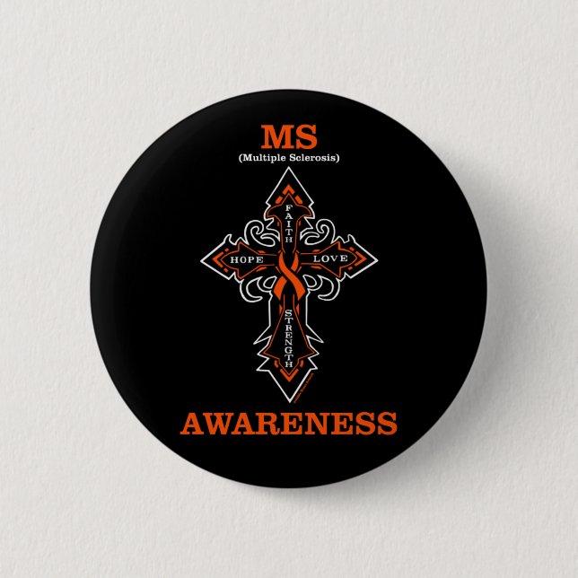 Badge Rond 5 Cm Bouton Cross/Warrior...MS (Devant)