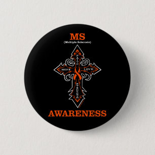 Badge Rond 5 Cm Bouton Cross/Warrior...MS