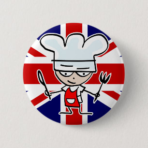 Badge Rond 5 Cm Bouton cuisinier britannique avec dessin animé mig