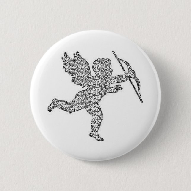 Badge Rond 5 Cm Bouton Cupid Argent (Devant)