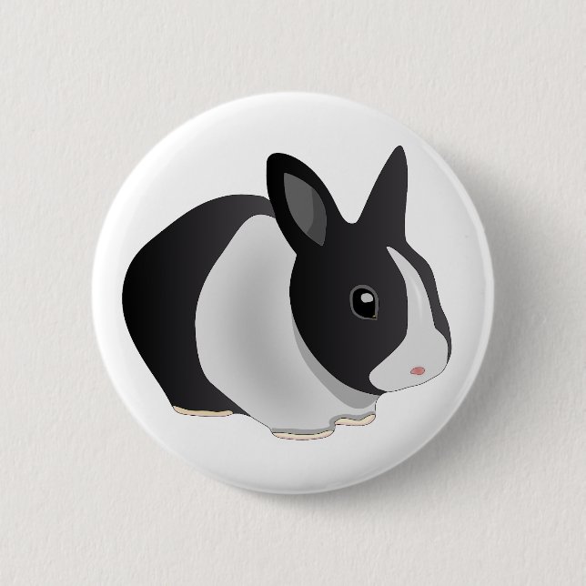 Badge Rond 5 Cm Bouton curieux de lapin (Devant)