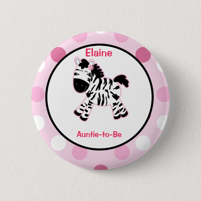 Badge Rond 5 Cm Bouton Customisé de la balise de nom rose Zebra (Devant)
