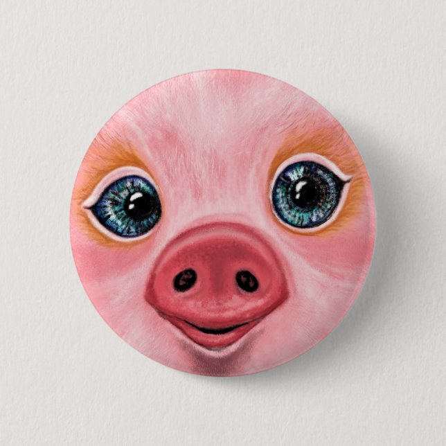 Badge Rond 5 Cm Bouton Cute Pig (Devant)