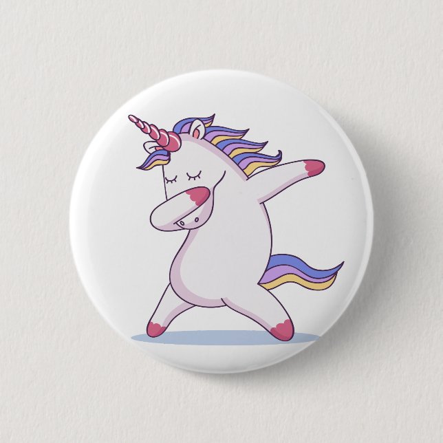 Badge Rond 5 Cm Bouton Dabbing Unicorn (Devant)