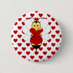 Badge Rond 5 Cm Bouton d'abeille Valentine Bumble