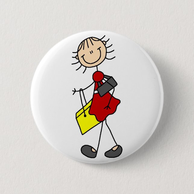 Badge Rond 5 Cm Bouton d'achats de fille (Devant)