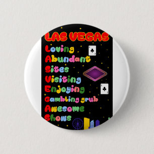 Badge Rond 5 Cm Bouton d'acronyme touristique Las Vegas