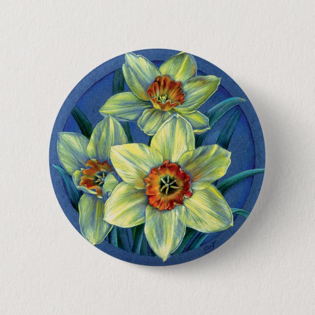 Badge Rond 5 Cm Bouton Daffodils/insigne (Devant)