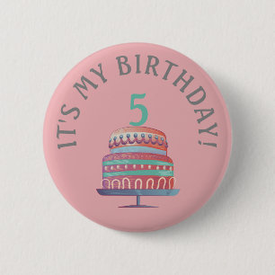 Badge Rond 5 Cm Bouton d'âge du gâteau d'anniversaire de la mousse