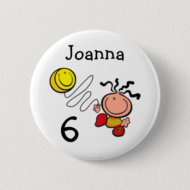 Badge Rond 5 Cm Bouton d'âge et nom d'anniversaire de la fille (Devant)