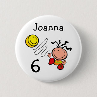 Badge Rond 5 Cm Bouton d'âge et nom d'anniversaire de la fille