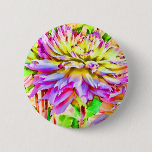 Badge Rond 5 Cm Bouton Dahlia Pin Aquarelle numérique