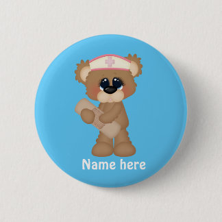 Badge Rond 5 Cm Bouton d'ajout de nom à l'ours infirmière