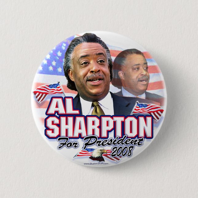 Badge Rond 5 Cm Bouton d'Al Sharpton 08 (Devant)