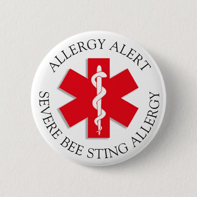 Badge Rond 5 Cm Bouton d'alerte d'allergie à l'EBE sévère STING (Devant)