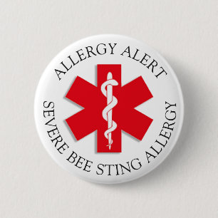 Badge Rond 5 Cm Bouton d'alerte d'allergie à l'EBE sévère STING