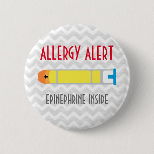 Badge Rond 5 Cm Bouton d'alerte d'allergie d'adrénaline