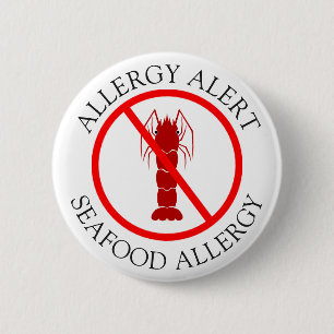 Badge Rond 5 Cm Bouton d'alerte d'allergie de fruits de mer