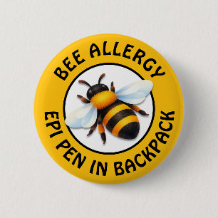 Badge Rond 5 Cm Bouton d'alerte d'allergie grave aux abeilles