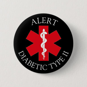 Badge Rond 5 Cm Bouton d'alerte de type 2 diabétique