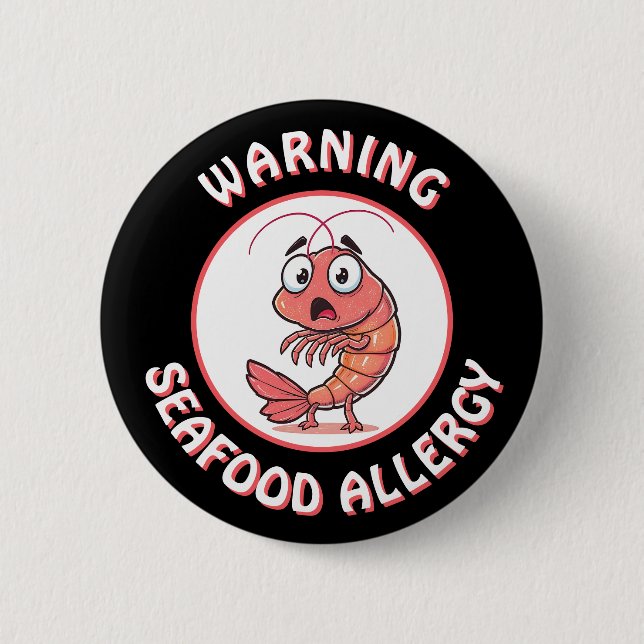 Badge Rond 5 Cm Bouton d'alerte grave allergie aux fruits de mer (Devant)