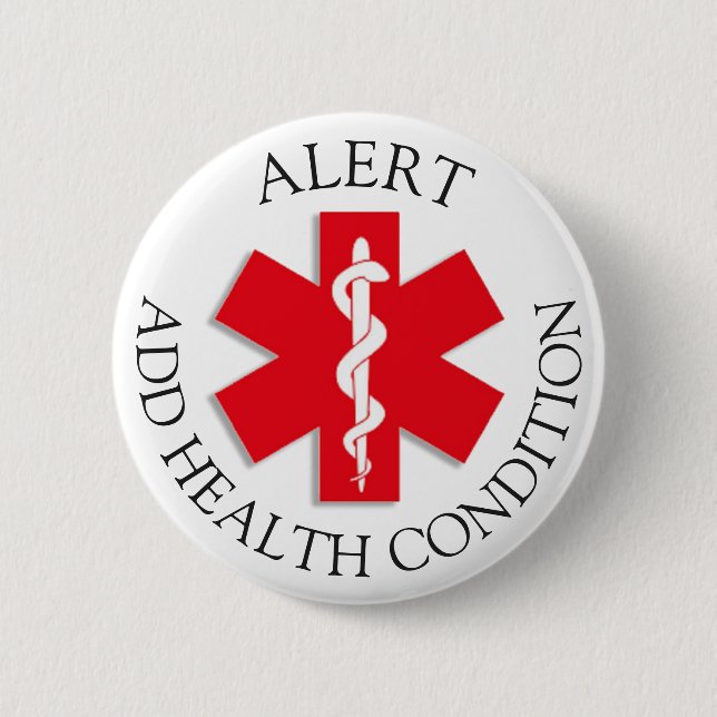 Badge Rond 5 Cm Bouton d'alerte Médicale personnalisé (Devant)