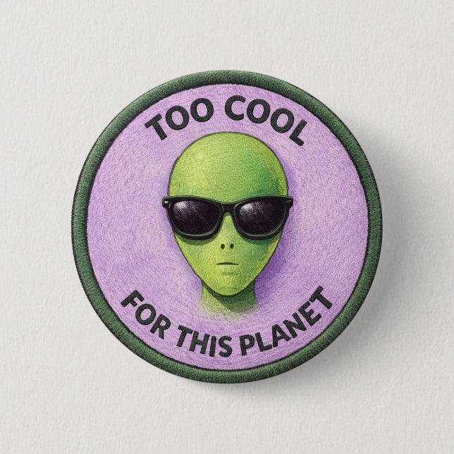 Badge Rond 5 Cm Bouton d'alien cool (Devant)