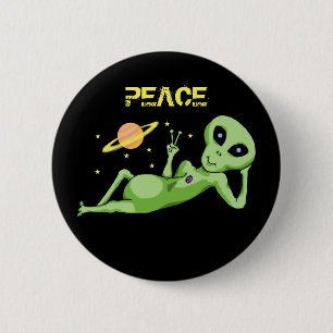 Badge Rond 5 Cm Bouton d'alien de l'espace de paix
