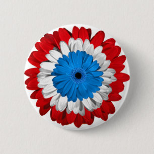 Badge Rond 5 Cm Bouton d'alimentation de la fleur de fierté améric