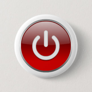 Badge Rond 5 Cm Bouton d'alimentation rouge
