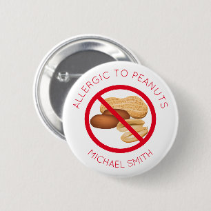 Badge Rond 5 Cm Bouton d'allergie aux arachides de nom personnalis