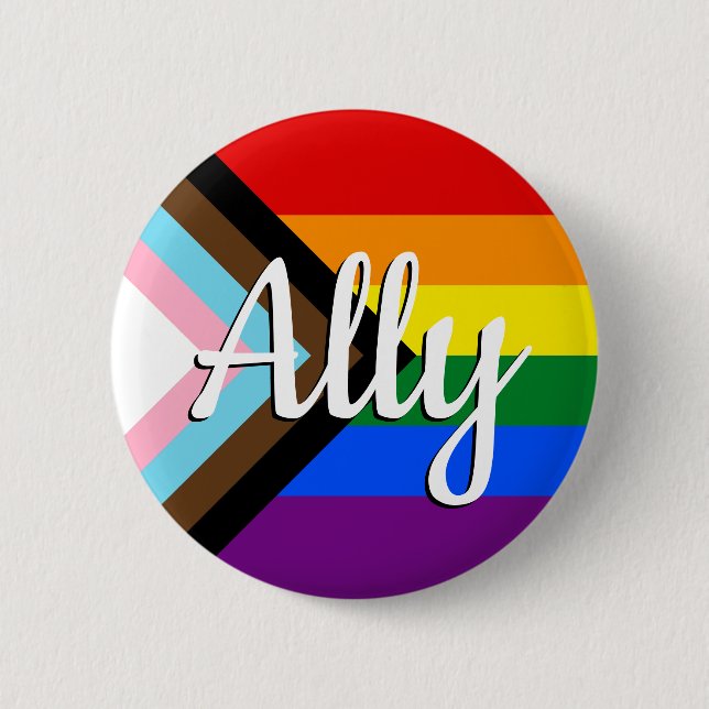 Badge Rond 5 Cm Bouton d'allié du drapeau de fierté Progress (Devant)