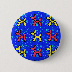 Badge Rond 5 Cm Bouton d'allumage des chiens de ballon en bleu, ro