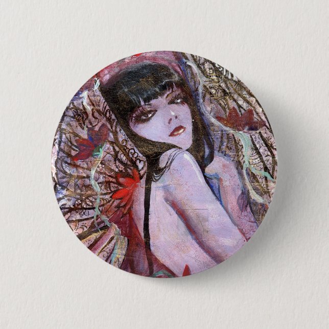 Badge Rond 5 Cm Bouton d'Amaranthe (Devant)