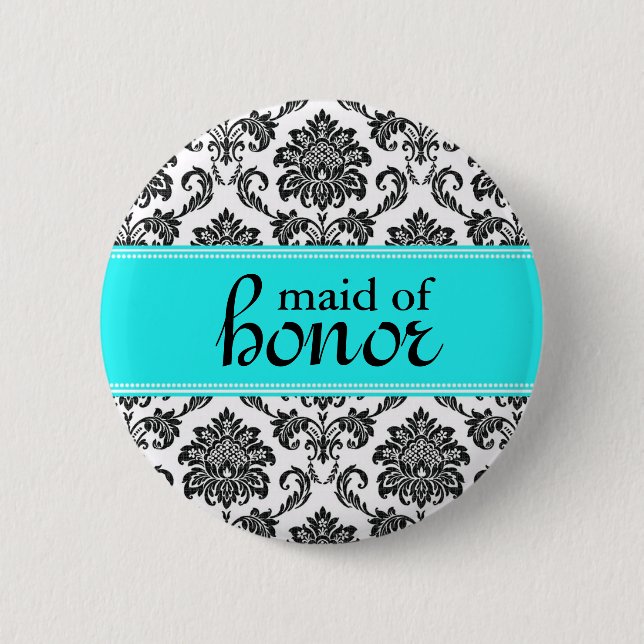 Badge Rond 5 Cm Bouton Damask Maid of Honor (Devant)