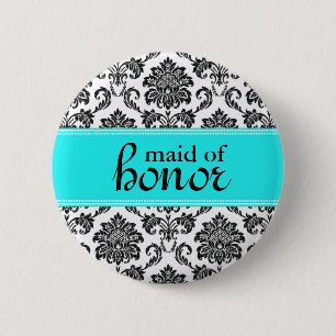 Badge Rond 5 Cm Bouton Damask Maid of Honor
