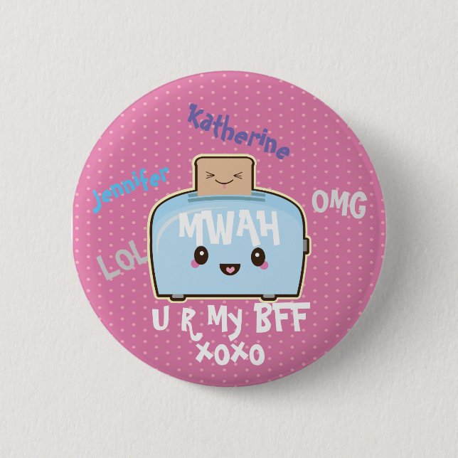 Badge Rond 5 Cm Bouton d'amitié personnalisé Kawaii BFF mignonne (Devant)