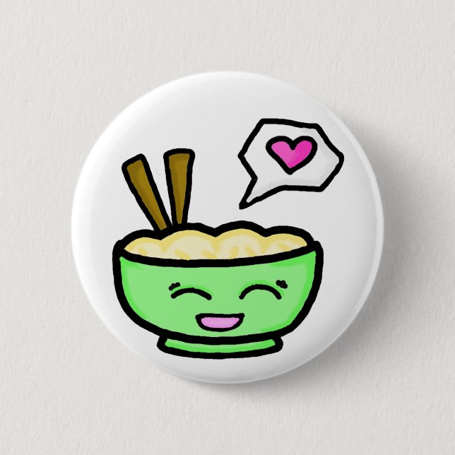 Badge Rond 5 Cm Bouton d'amour de nouille (Devant)