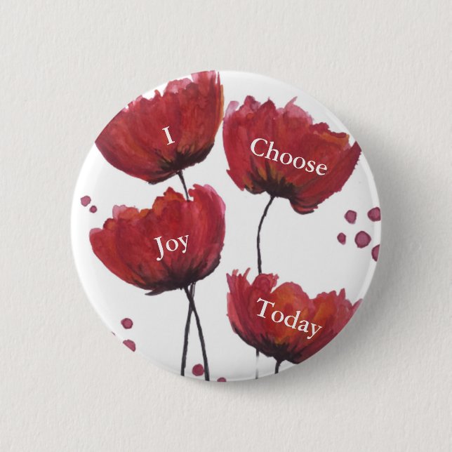 Badge Rond 5 Cm Bouton d'amour de pavot (Devant)