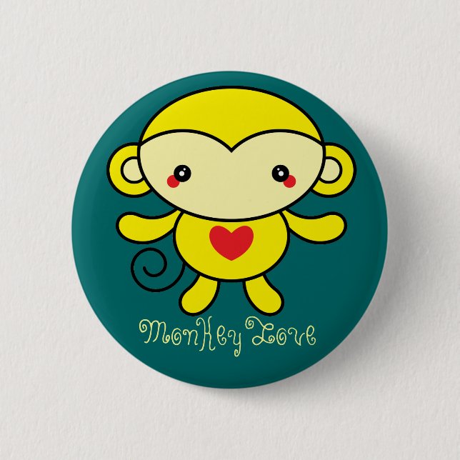 Badge Rond 5 Cm Bouton d'amour de singe (Devant)